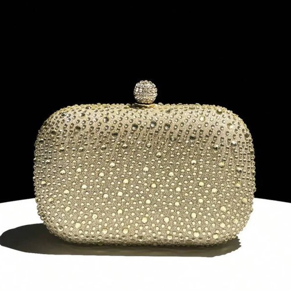 Elegant Red Crystal Evening Clutch
